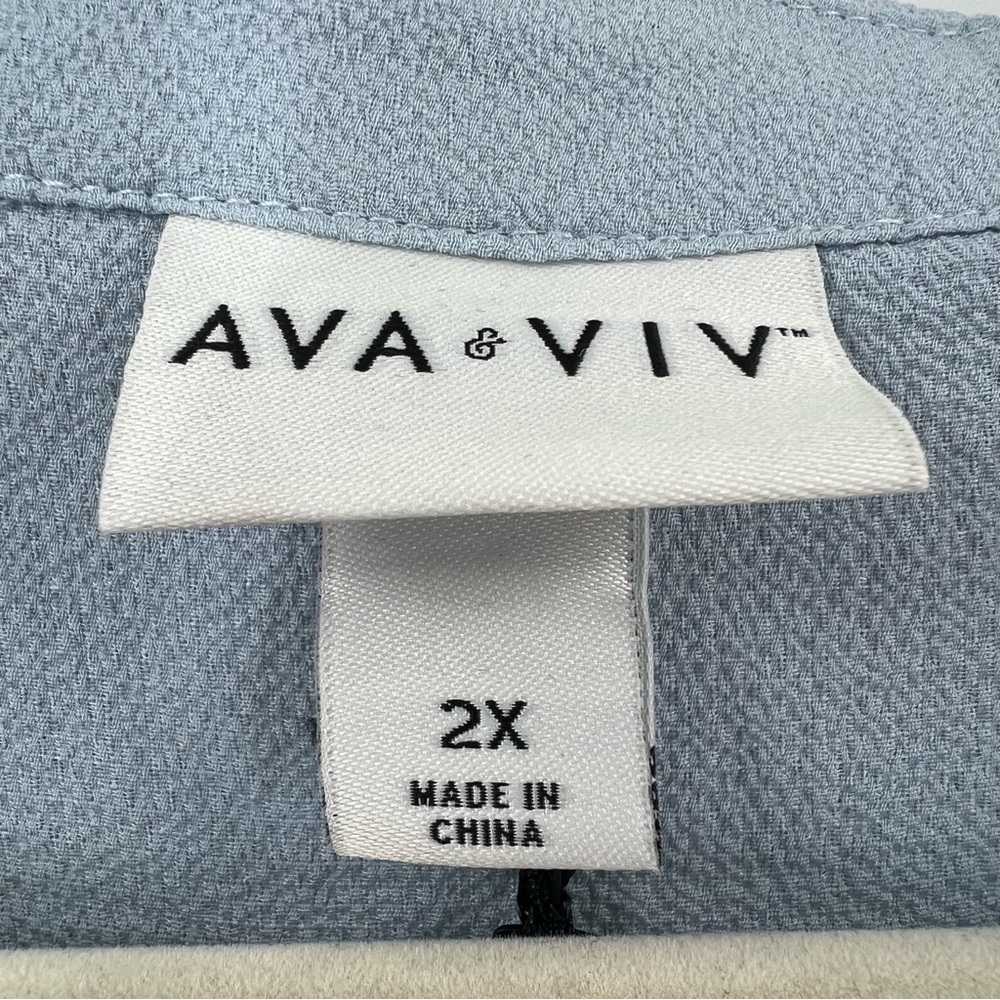 Ava & Viv NWT Long Sleeve Collared Utility Pocket Shirt in Blue size 2X - Picture 5 of 7